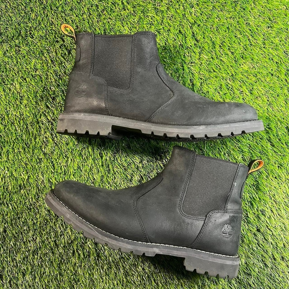 Timberland Chelsea Boots Black Nubuck Ortholite Waterproof Mens US 10.5 EU 44.5